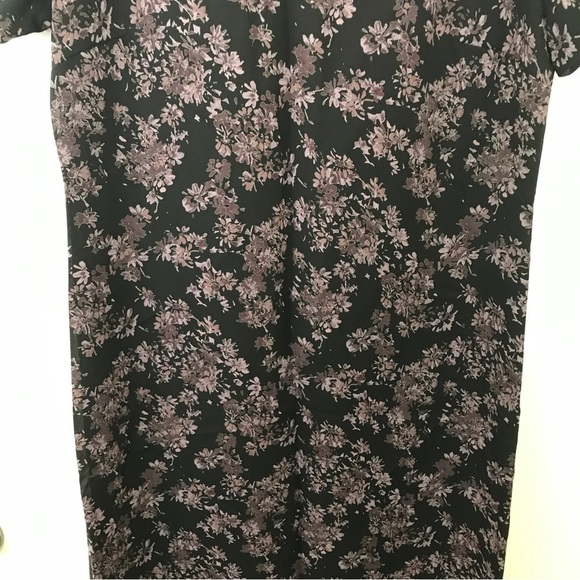 Vintage Talbots black and purple mini floral short sleeve midi dress - Picture 7 of 11